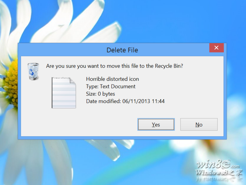 Win8.1 BUG删除确认对话框中的图标有异样Win8.1 BUG删除确认对话框中的图标有异样 arpun.com