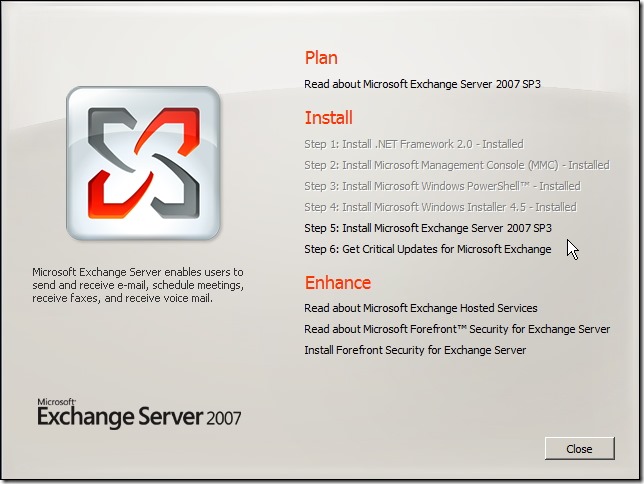 windows server 2008�а�װexchange server 2007 SP3 32bit �ķ���ready