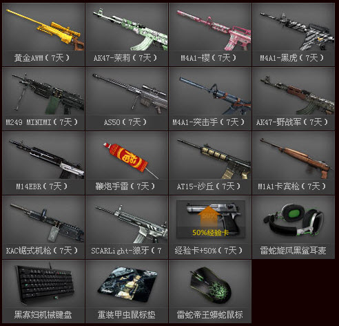 CF冲级计划活动 每天2500经验抽奖送黄金AWM等网址