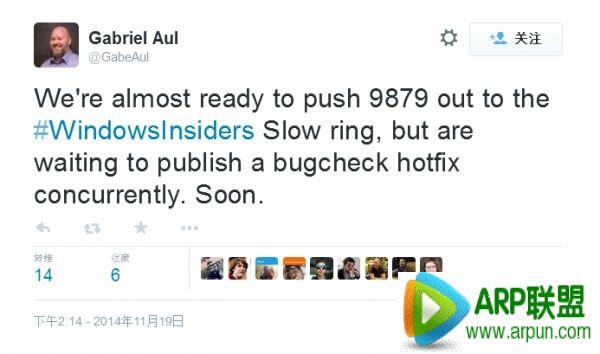 Win10最新版9879即将发布至“Slow Ring”Win10最新版9879即将发布至“Slow Ring” arpun.com
