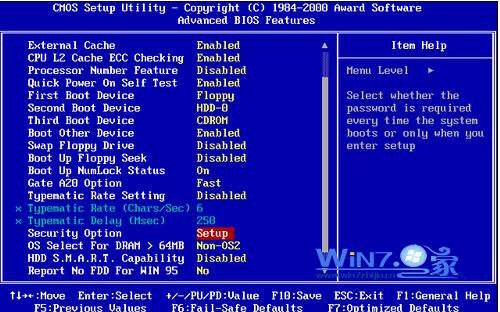 ������BIOS�����������ʵ�ü���ѡ��&ldquo;ADVANCED BIOS FEATURES