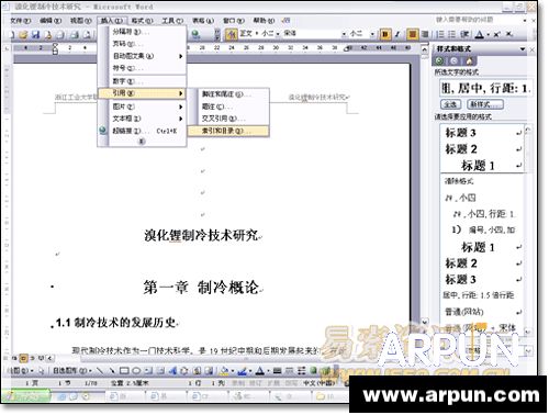 Word2003中怎样设置自动生成目录
