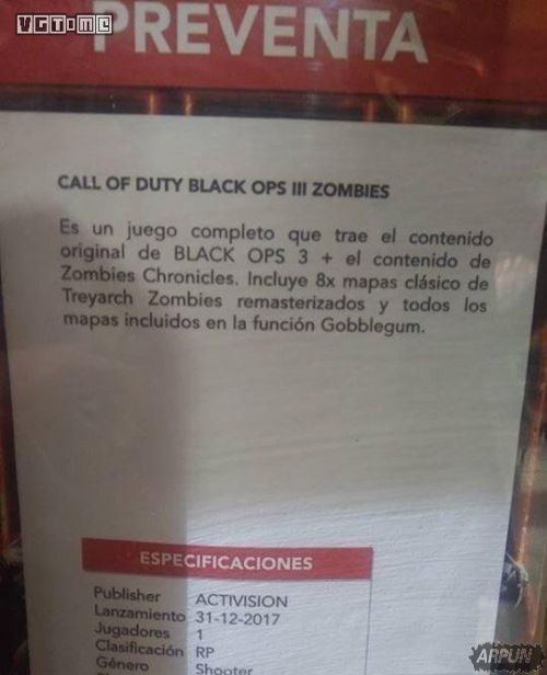 ESRB泄露《使命召唤 黑色行动3 僵尸编年史》