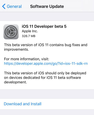 苹果iOS11 Beta 5更新了,看看更新了什么内容
