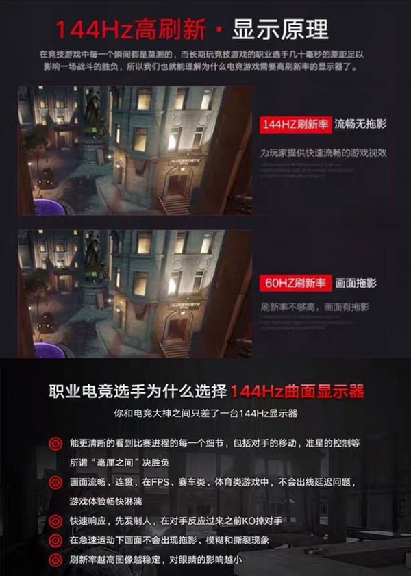 144hz和60hz监视器之间的区别