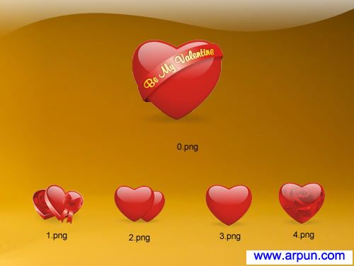 红色的可爱心型桌面图标
