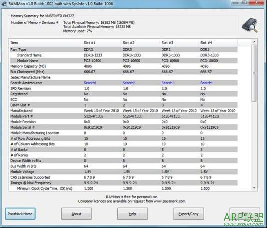 内存条监视工具 PassMark RAMMon