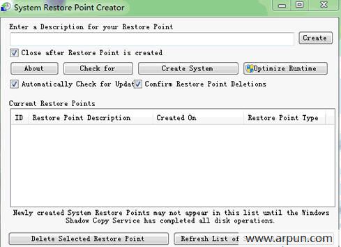 还原点创建工具(Restore Point Creator)