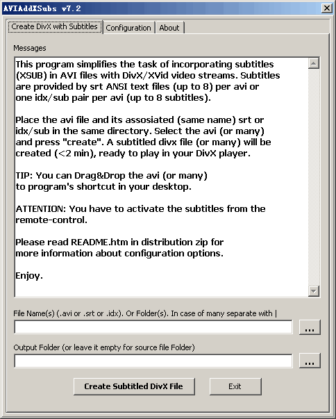 给AVI文件加字幕AVIAddXSubs