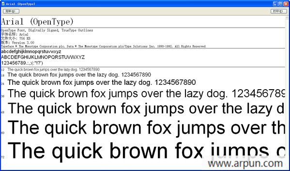 Arial.ttf���� ����