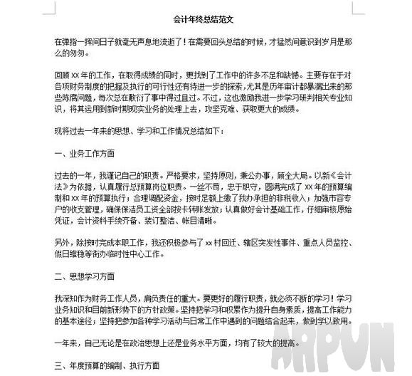 会计年终总结范文