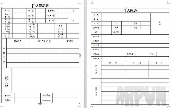 个人简历表格