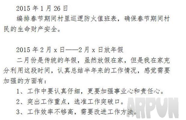 2015大学生村官工作日志范文模板