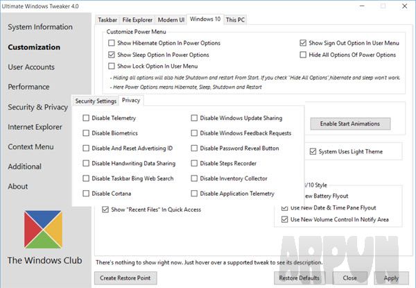 (win10系统优化软件)Ultimate Windows Tweaker For Win10