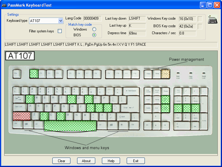 PassMark KeyboardTest