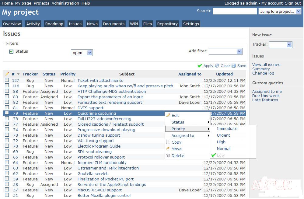 web��Ŀ��������(Redmine)