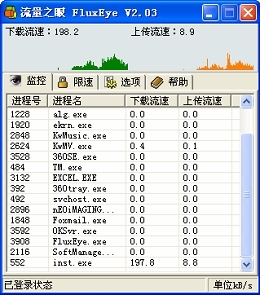 流量之眼FluxEye(实时显示进程流量)