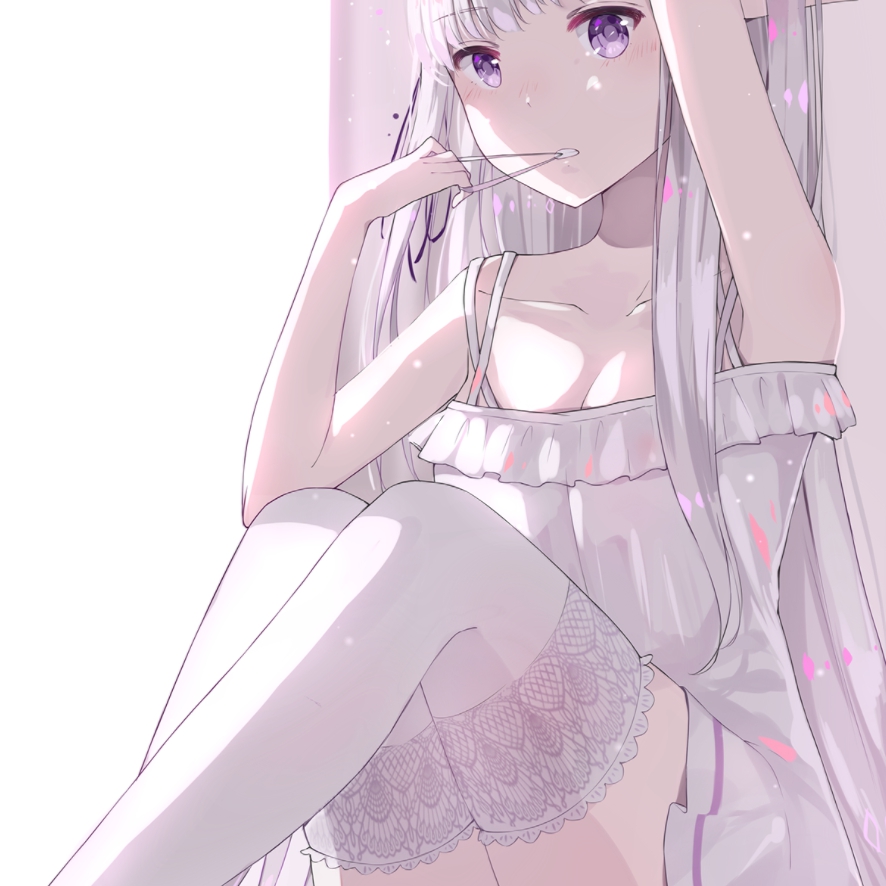 二次元美女壁纸_Wallpaper Engine白丝少女艾米莉亚动态壁纸 1080P