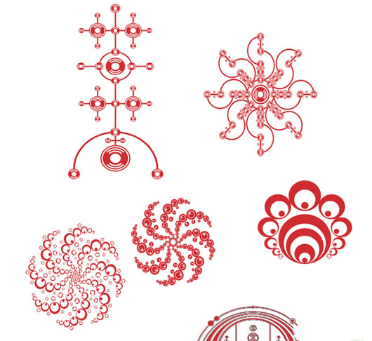 PS自定义形状工具(PS复古科学元素圆圈组合形状素材)