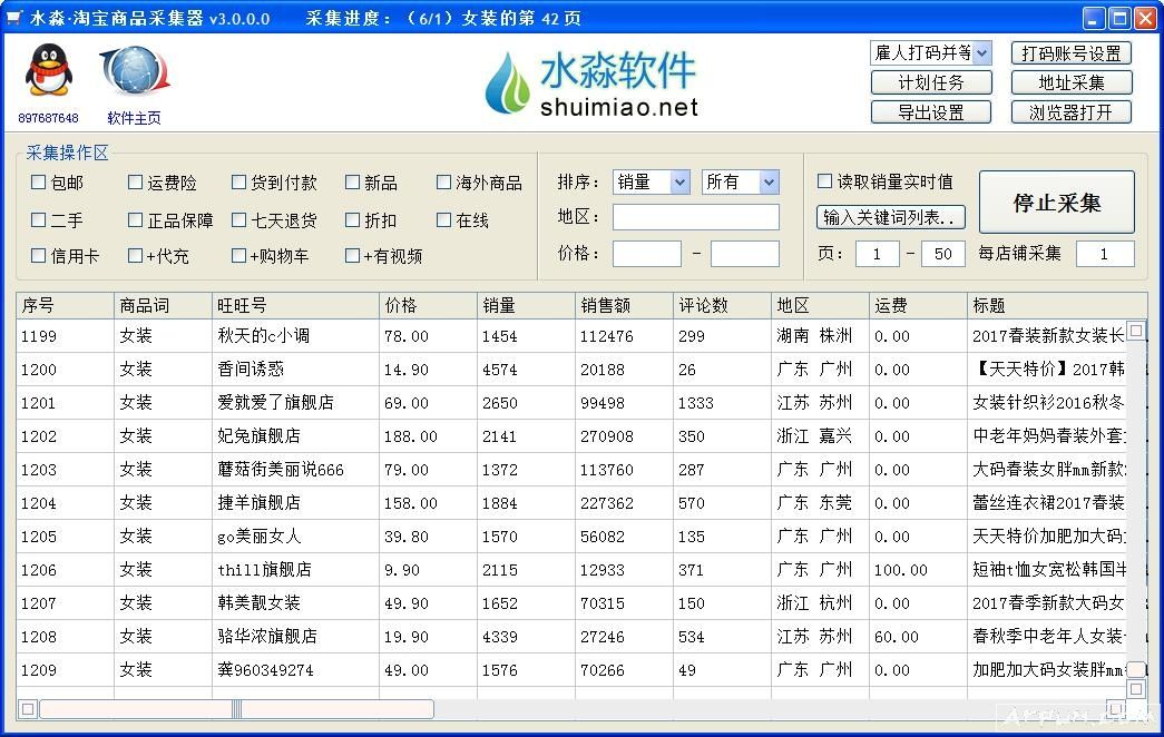 水淼淘宝商品采集器