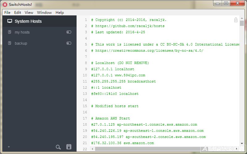 切换本机HOST文件工具(Switchhosts!)