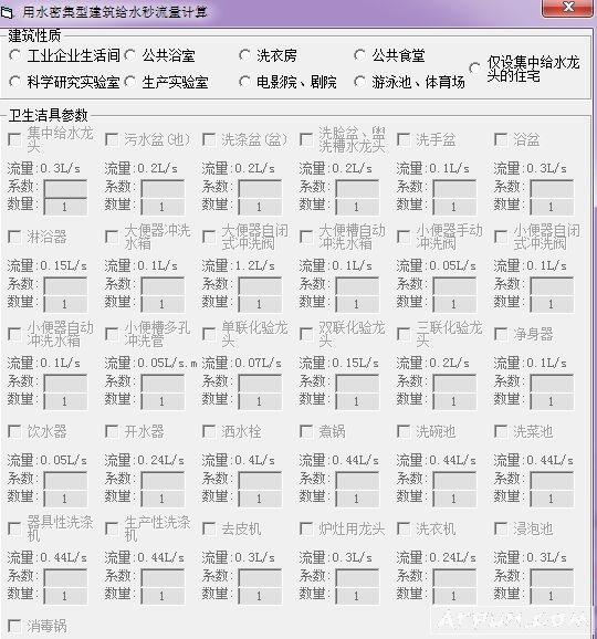 用水密集型建筑给水秒流量计算