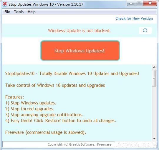StopUpdates10关闭win10自动更新工具