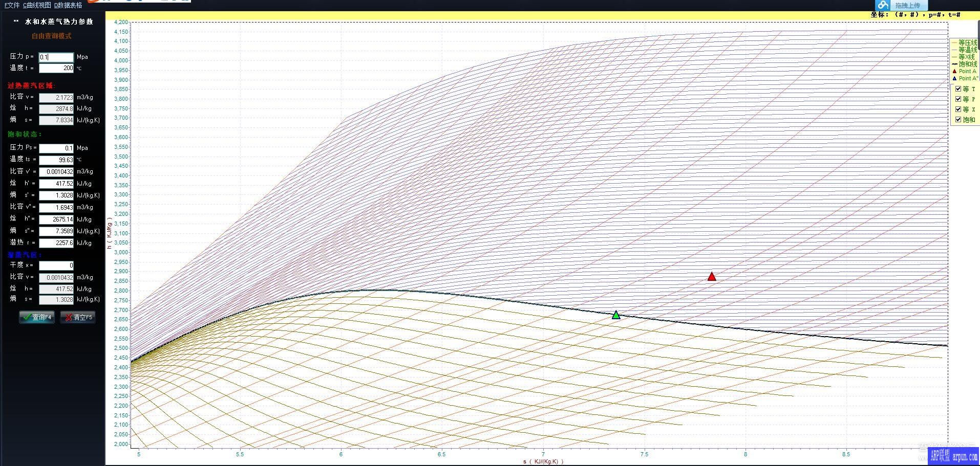 水蒸气参数计算软件焓和熵