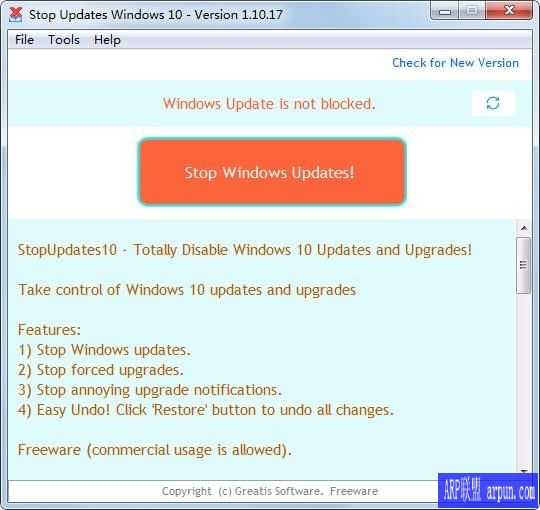 StopUpdates10(win10自动更新关闭工具)